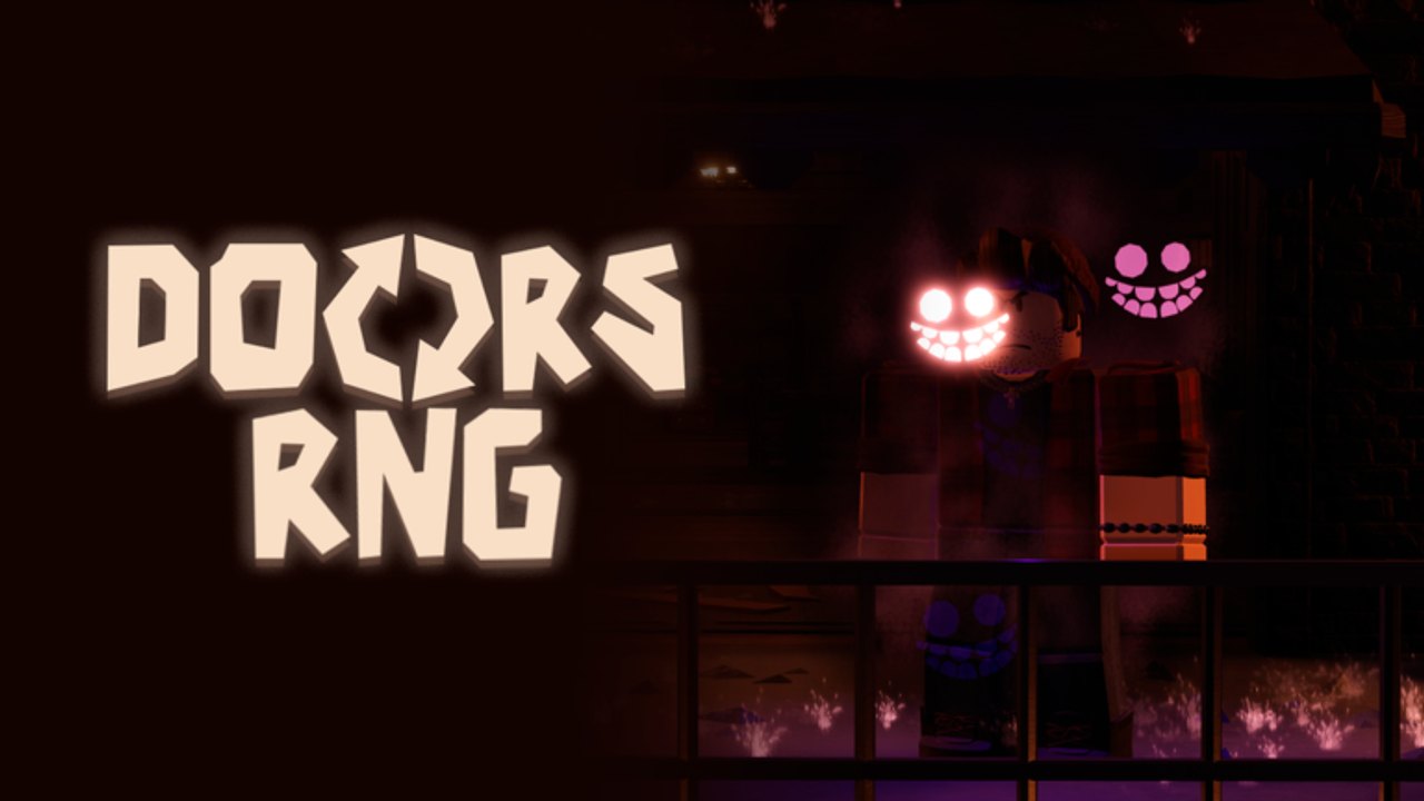 DOORS RNG avatar with stacked Ambush grin auras behind a hotel railing